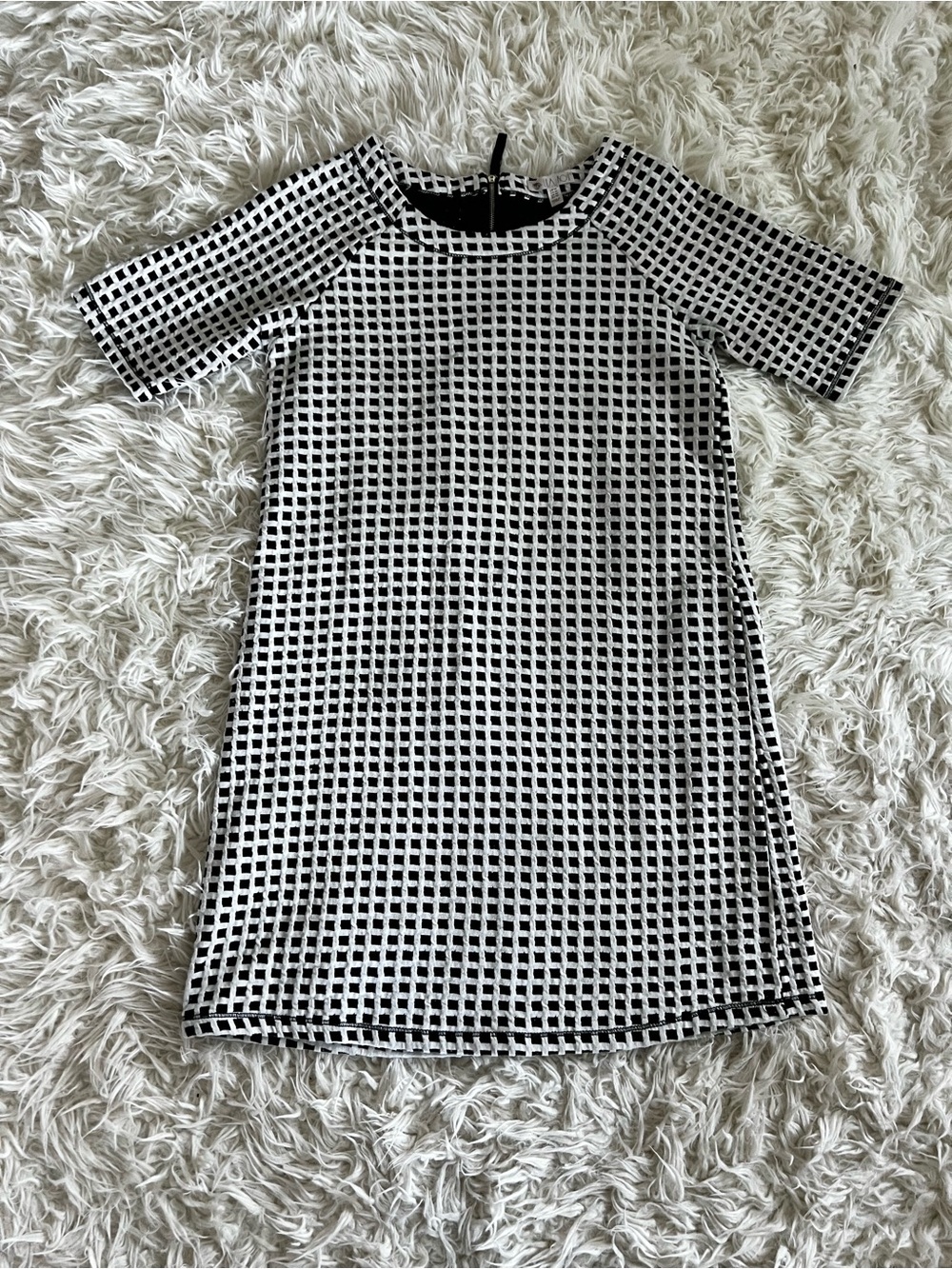 Lila Rose Black & White Grid Midi Dress